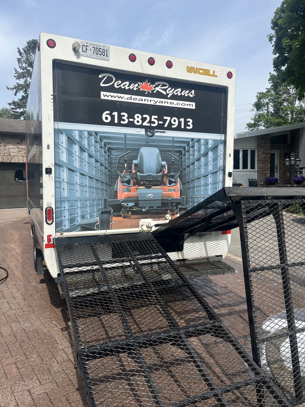 Dean Ryans truck transporting a compact loader