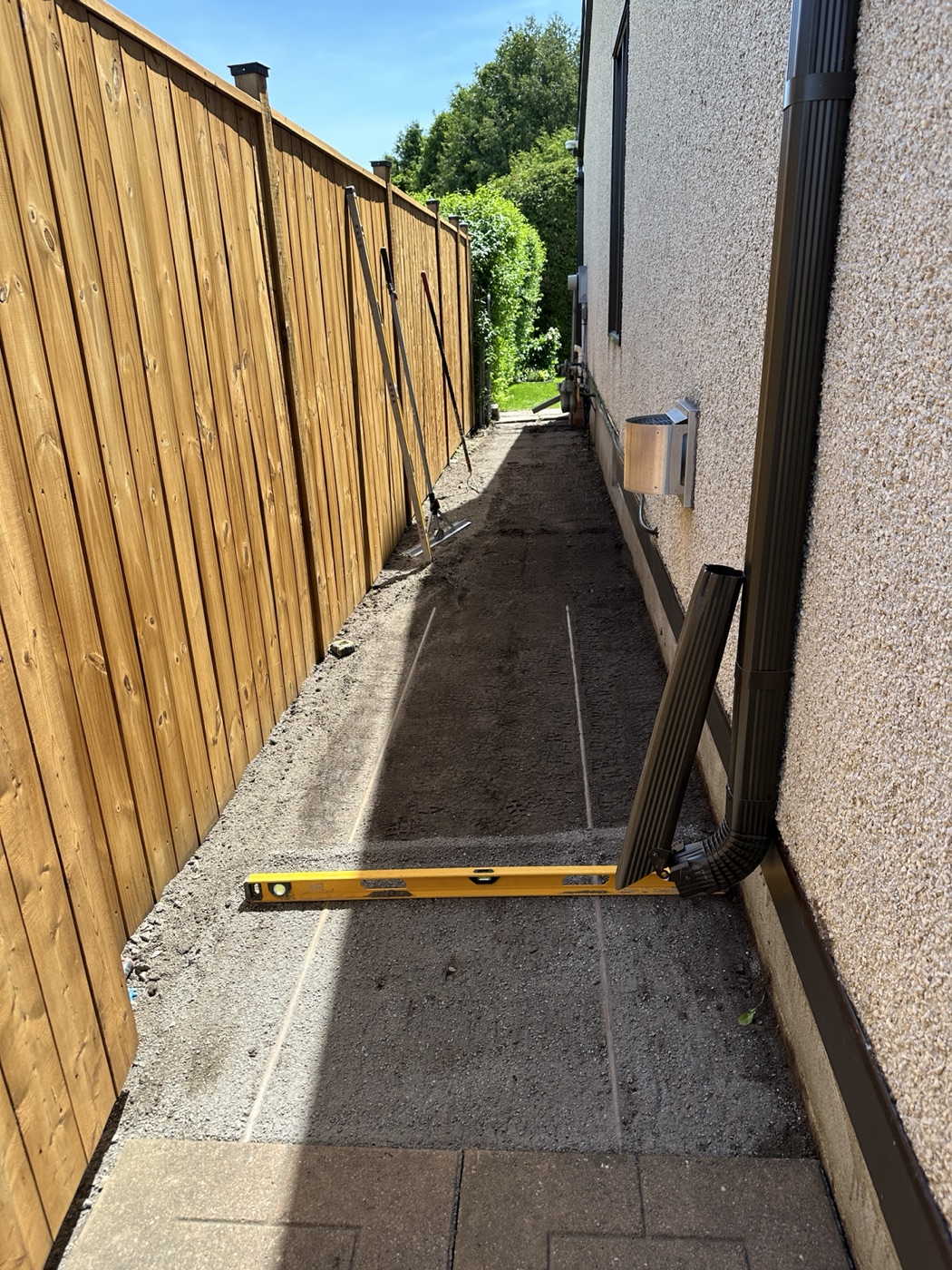 Side-yard grading and site preparation